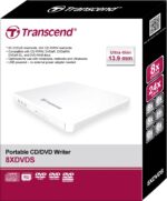 EXTERNAL TRANSCEND SLIM PORTABLE 8x DVD WRITER WHITE - Image 3