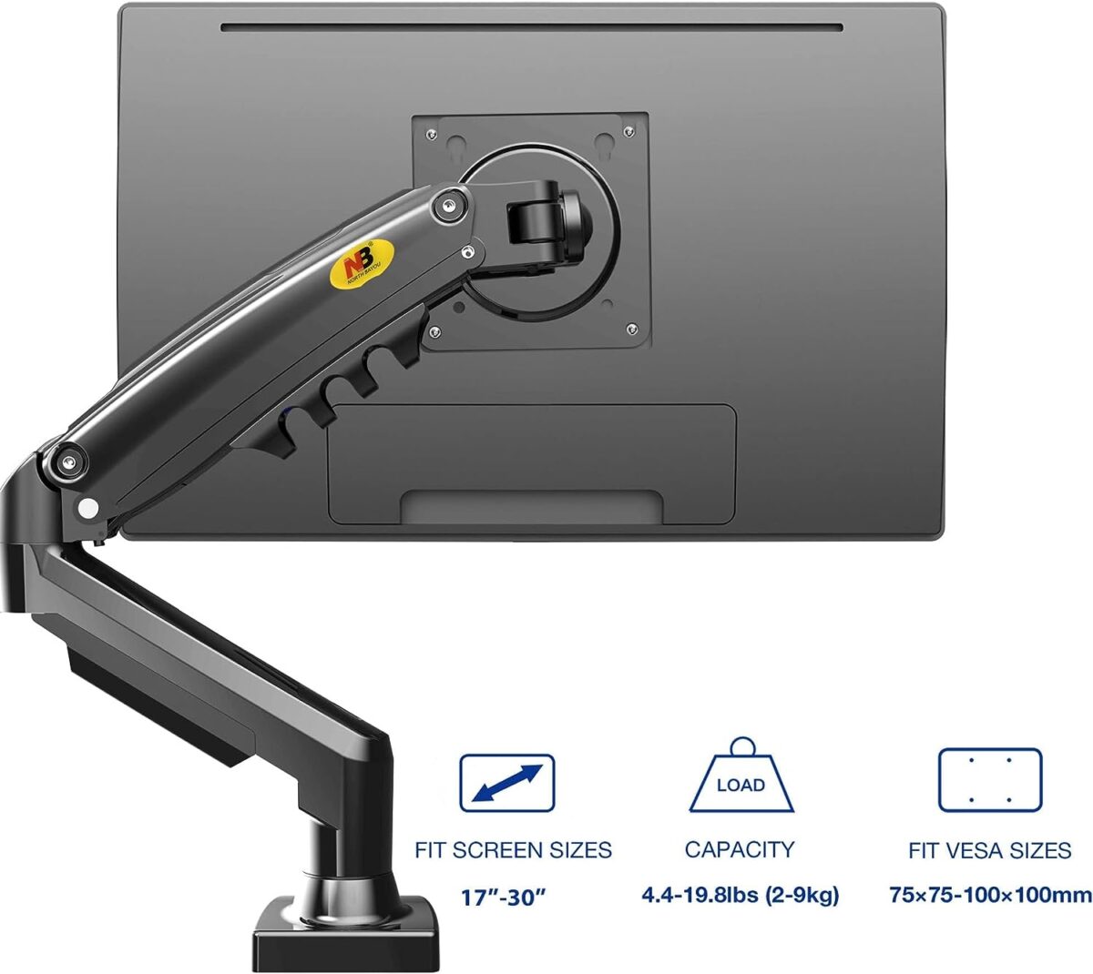 NB F80 17″-30″ Full Motion Ergonomic Monitor Arm - Image 4