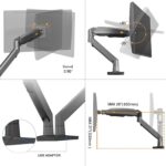 F195A Full Motion Dual LCD LED Monitor Mount Gas Spring Arm - WHITE COLOR - Image 5