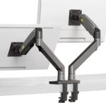 F195A Full Motion Dual LCD LED Monitor Mount Gas Spring Arm - WHITE COLOR - Image 3