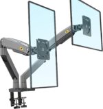 F195A Full Motion Dual LCD LED Monitor Mount Gas Spring Arm - WHITE COLOR