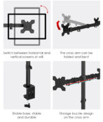 M053 Extendable Desk Three Monitor Stand Arm Bracket 17-27 INCH - Image 3