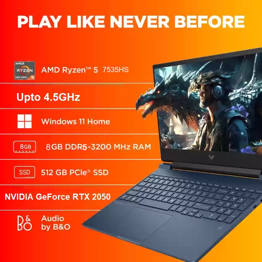 845A2UA#ABA HP Victus 15 Gaming Laptop AMD Ryzen 5 7535HS HP Victus 15 Gaming Laptop , AMD Ryzen 5 7535HS Upto 4.5GHz, 8GB RAM, 512GB SSD, NVIDIA GeForce RTX 2050, 15.6" 144Hz FHD Display , Backlit keys, Windows 11 Home (845A2UA#ABA) 845A2UA#ABA HP Victus 15 Gaming Laptop AMD Ryzen 5 7535HS HP Victus 15 Gaming Laptop , AMD Ryzen 5 7535HS Upto 4.5GHz, 8GB RAM, 512GB SSD, NVIDIA GeForce RTX 2050, 15.6" 144Hz FHD Display , Backlit keys, Windows 11 Home (845A2UA#ABA)