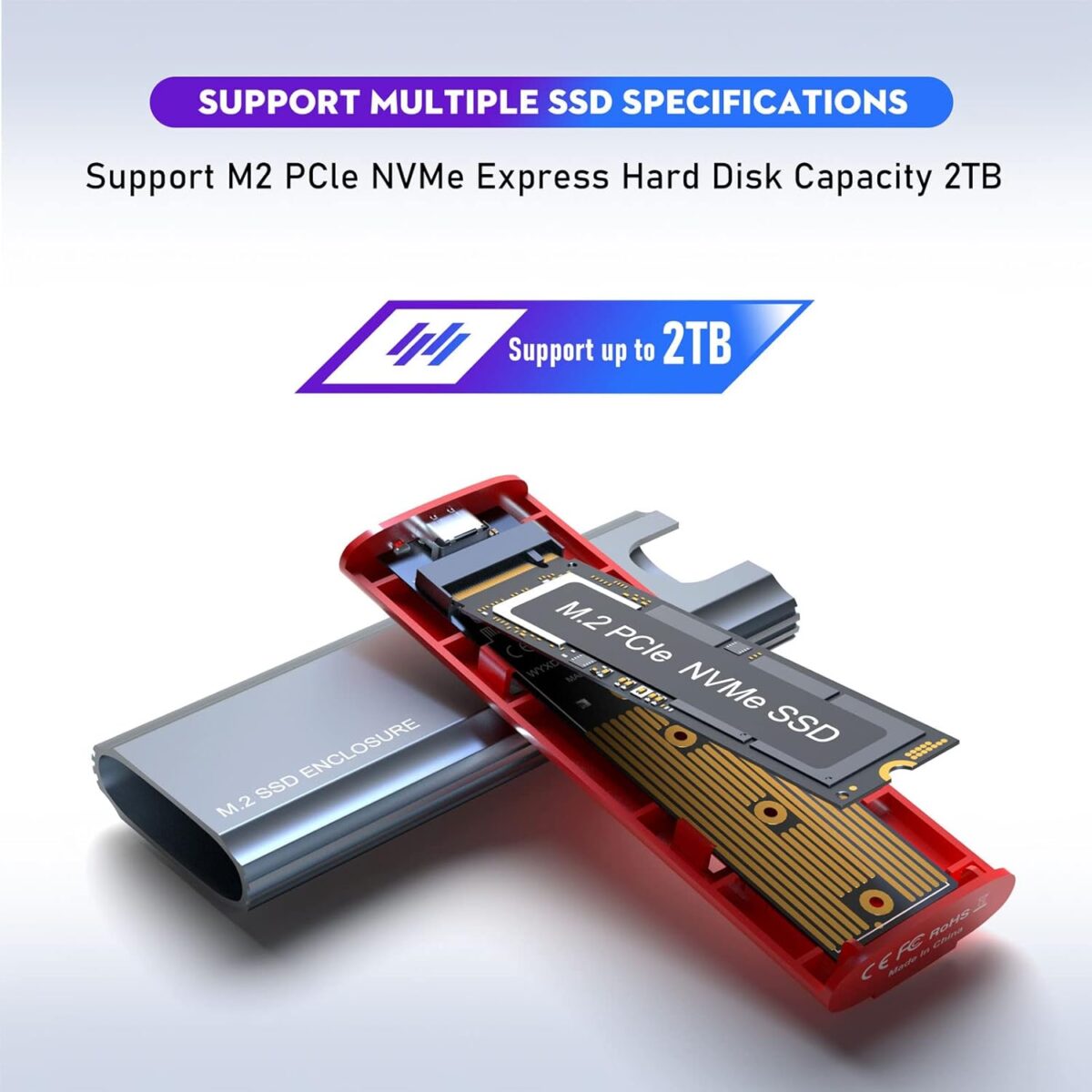 NVME ENCLUSER M.2  SSD Chassis, JMS583 Chip INCLUDE ONLY ONE CABLE USB TO TYPE C - Image 6