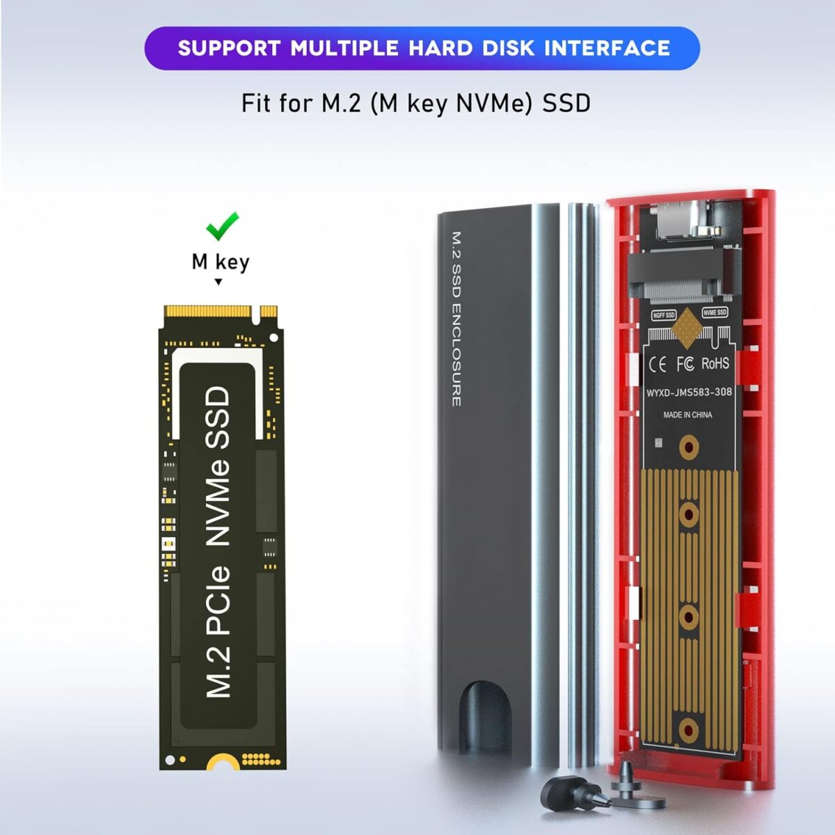 NVME ENCLUSER M.2  SSD Chassis, JMS583 Chip INCLUDE ONLY ONE CABLE USB TO TYPE C - Image 7