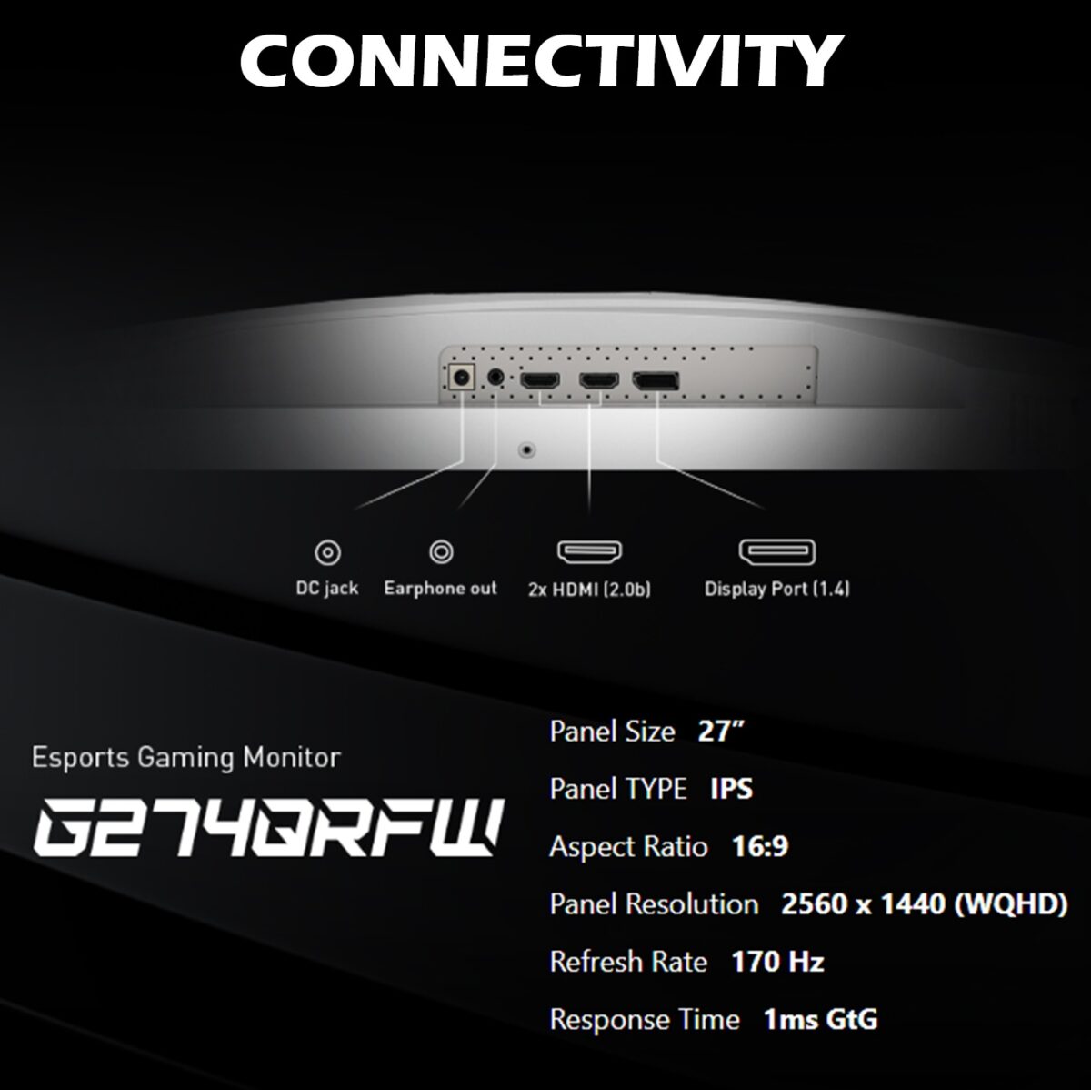 MSIG274QRFW MSI G274QRFW 27 INCH 2K 180HZ QHD 1MS IPS GAMING MONITOR MSI Optix G274QRFW 27” Rapid IPS WQHD White Gaming Monitor , 170Hz Refresh Rate , 1ms GtG , G-SYNC Compatible , Wide Color Gamut , HDR Ready , Tilt - Swivel - Height - Pivot Adjustable Stand