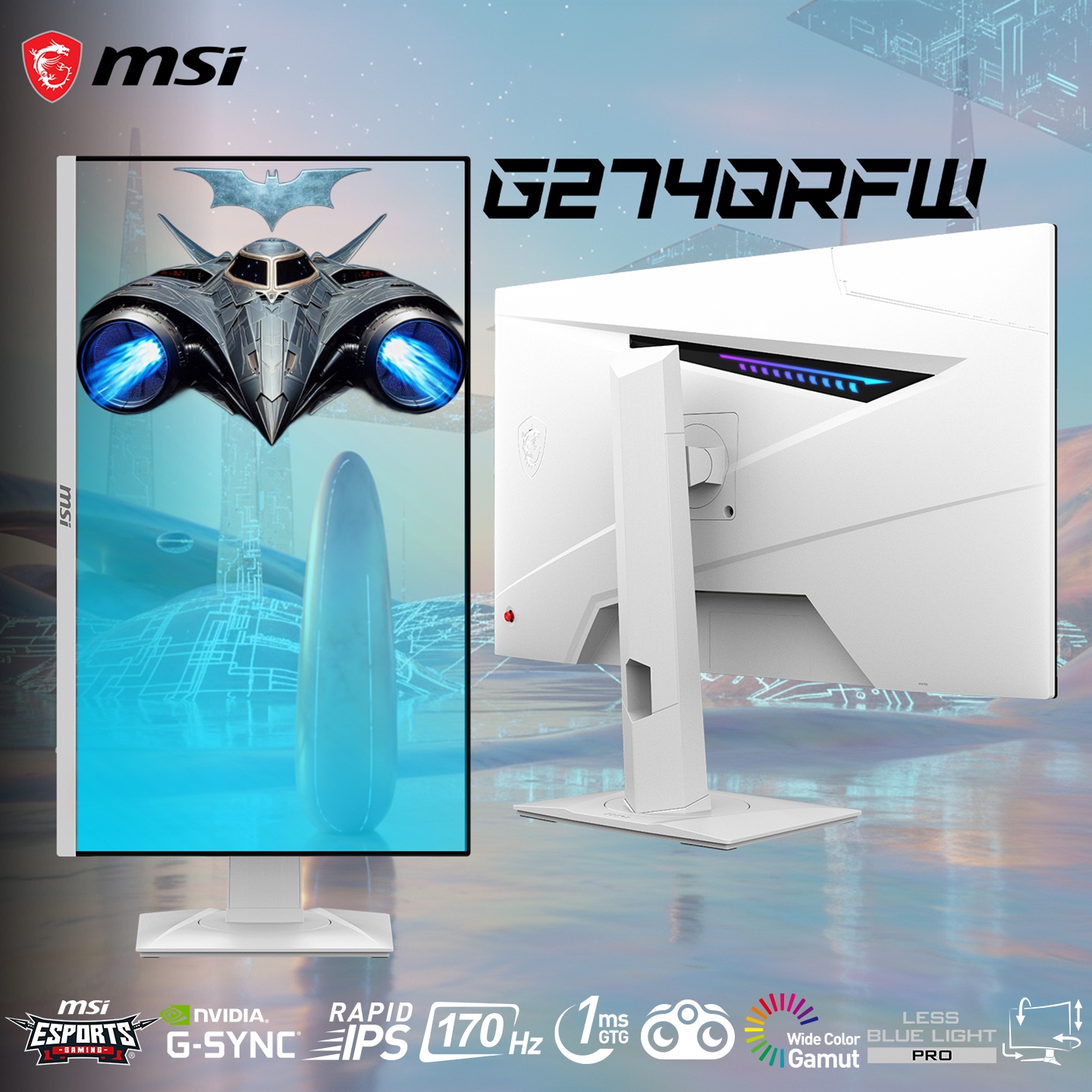 MSIG274QRFW MSI G274QRFW 27 INCH 2K 180HZ QHD 1MS IPS GAMING MONITOR MSI Optix G274QRFW 27” Rapid IPS WQHD White Gaming Monitor , 170Hz Refresh Rate , 1ms GtG , G-SYNC Compatible , Wide Color Gamut , HDR Ready , Tilt - Swivel - Height - Pivot Adjustable Stand