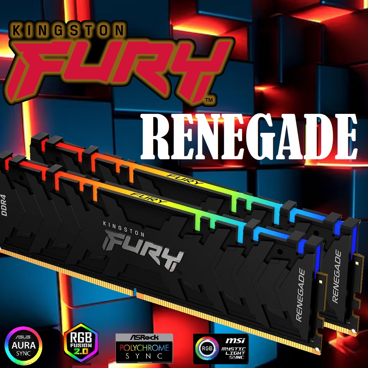KF432C16RBAK8/256 Renegade RGB 64GB DDR4 3200 MHz RAM Kit 2x32GB Kingston FURY Renegade RGB 64GB DDR4 3200 MHz RAM Kit (2 x 32GB) 288-pin DIMM CL16 1.35 V RGB LED Memory with Heatsink , XMP & AMD (KF432C16RBAK8/256)