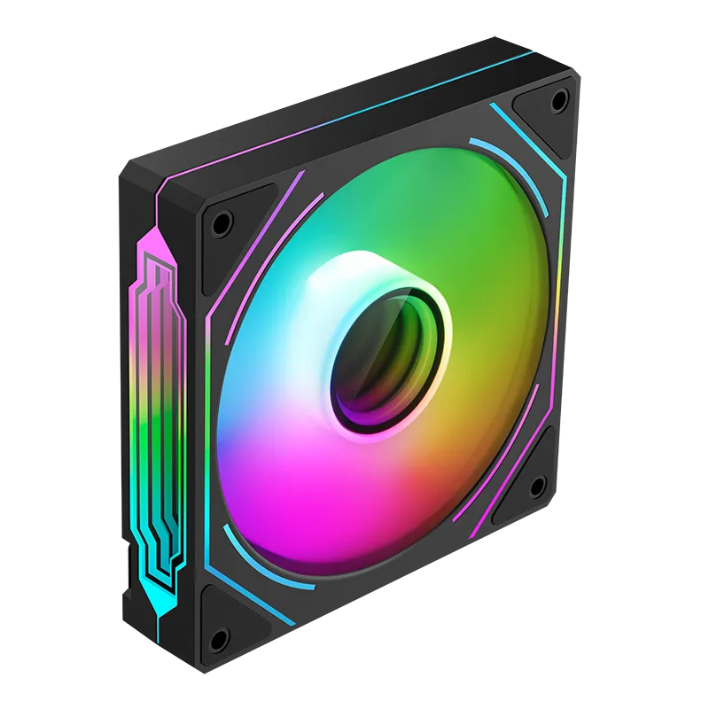 SEGOTEP HB12 Gaming PC Cooling Fan - 120mm - Infinity Mirror ARGB Design on Sides - PWM - Hydraulic Bearing- 42.47 CFM- Single Fan - Black