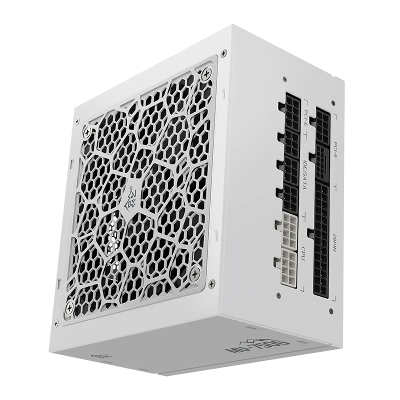 Segotep MU-750G 750W PSU Kunlun 80 Plus Gold Certification ATX 3.0 & PCIe 5.0 Full Modular Power Supply Active PFC FDB Fan LLC Pro + DC-DC Framework – WHITE