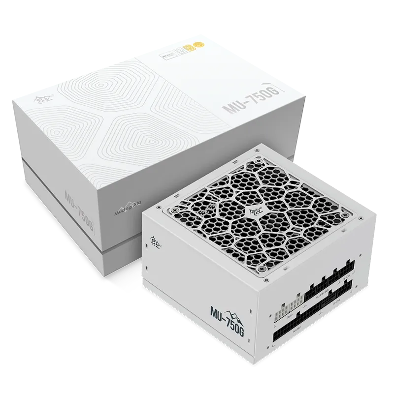 Segotep MU-750G 750W PSU Kunlun 80 Plus Gold Certification ATX 3.0 & PCIe 5.0 Full Modular Power Supply Active PFC FDB Fan LLC Pro + DC-DC Framework – WHITE