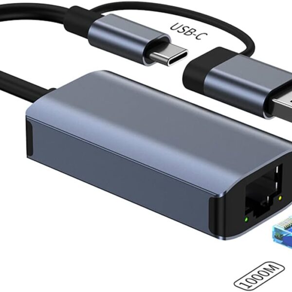 USB 3.0 / Type-C Gigabit Ethernet Adapter OTG USB C RJ45 Network Card Network Extension Cable Splitter, Plug-and-Play, Fast Network Speed, Type-C Compatible