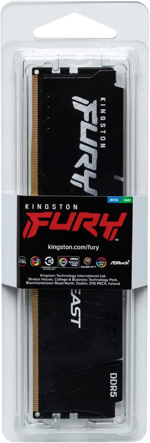 611R5plnt2L._AC_SL1500_ RAM Kingston Technology Kingston Fury Beast 32GB 6000MT/s DDR5 CL40 Desktop Memory Single Module | Intel XMP | Plug N Play | KF560C40BB-32
