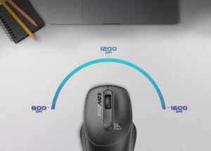 Promate Wireless Mouse, EZGrip Ergonomic Ambidextrous 2.4GHz Mice, Adjustable 1600DPI, 6 million Keystrokes, Nano USB Receiver, 10m Range , BLACK