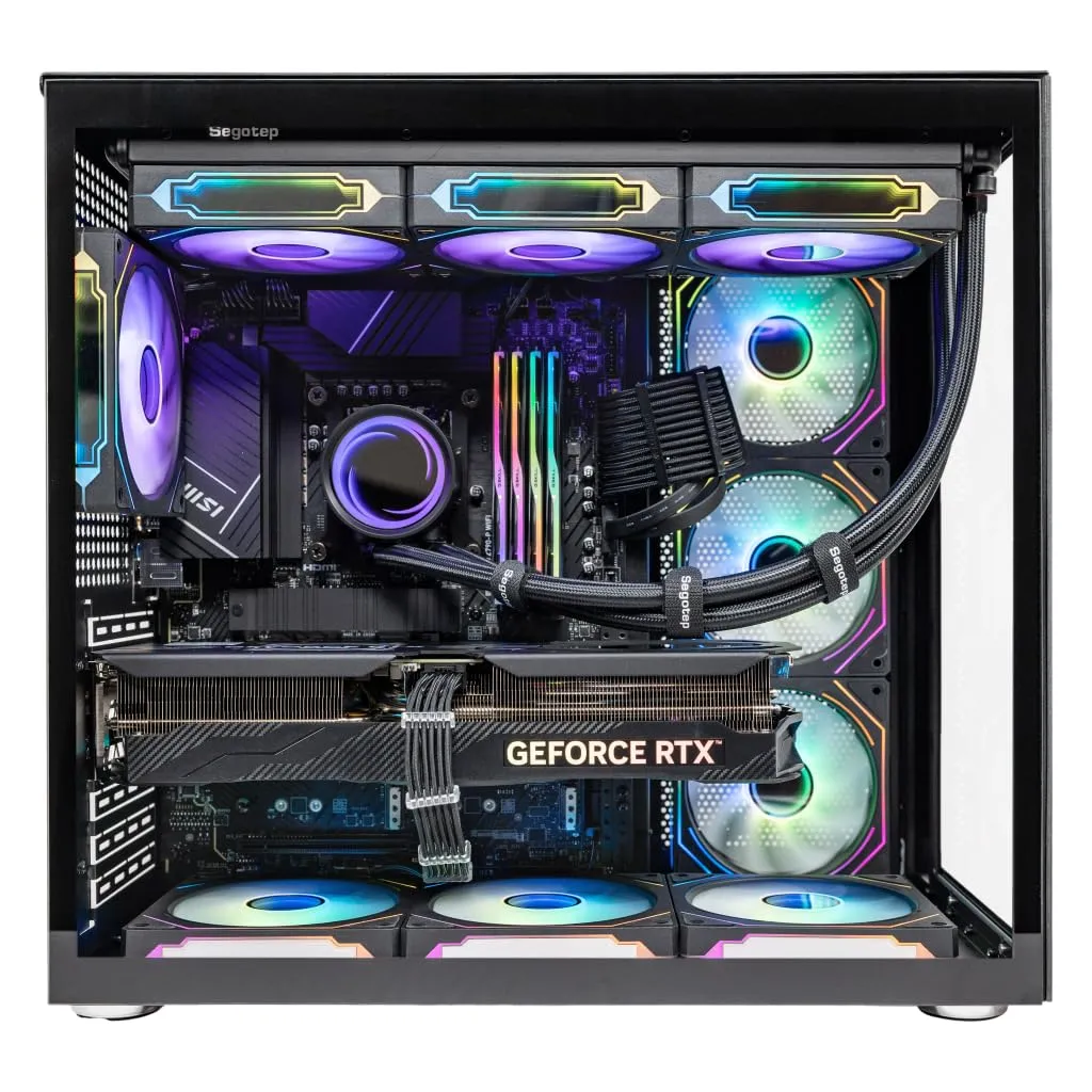 SEGOTEP HB12 Gaming PC Cooling Fan - 120mm - Infinity Mirror ARGB Design on Sides - PWM - Hydraulic Bearing- 42.47 CFM- Single Fan - Black