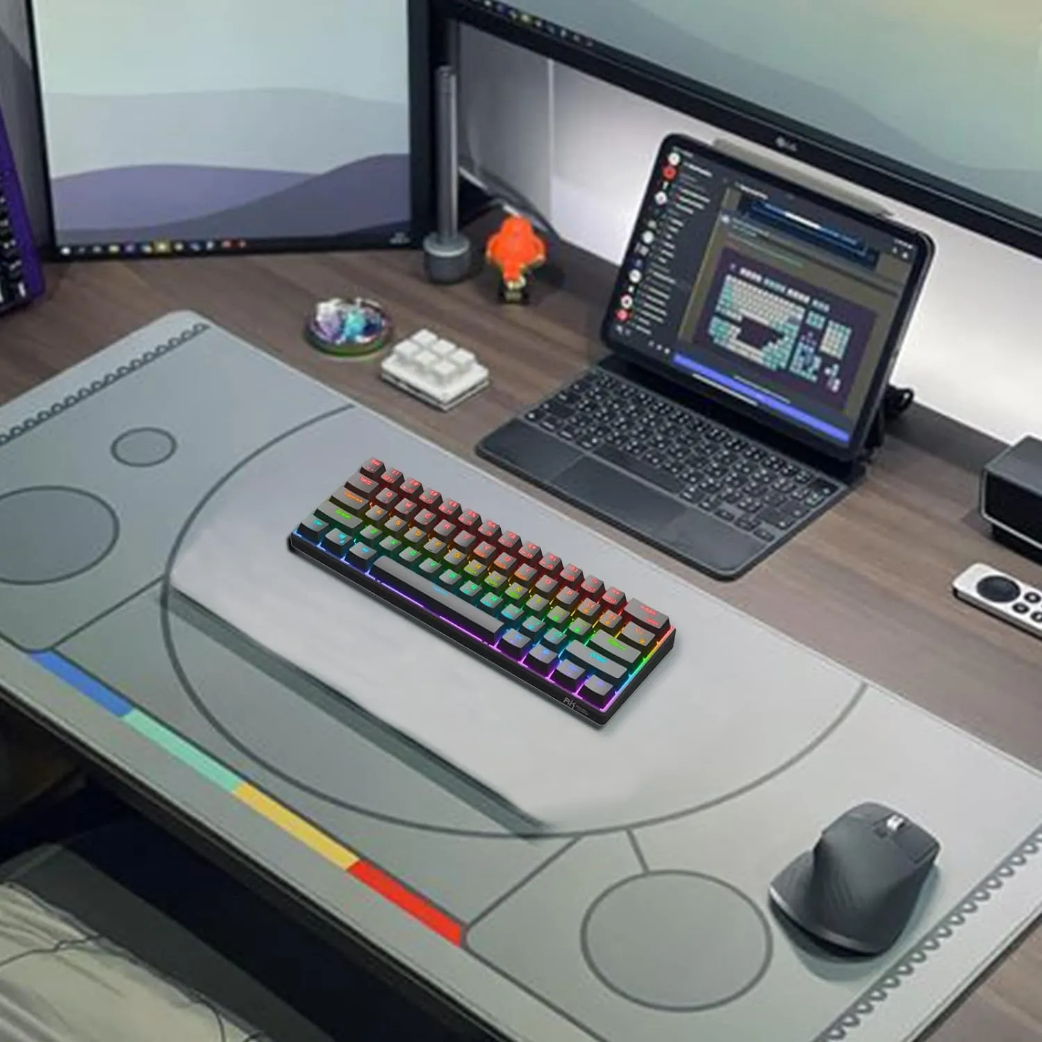 RK ROYAL KLUDGE RK61 61 Keys Mechanical Keyboard , 3 Connection Modes USB-2.4Ghz/Bluetooth/Wired/ Wireless - RGB Hot Swappable BROWN Switch Gaming Keyboard - Arabic / English - BLACK