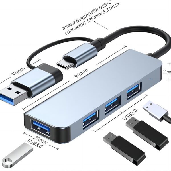 USB C HUB, 4-in-1 USB C Adapter Docking Station with USB3.0 * 4, Compatible with MacBook Pro/Air, Other Type C Latops Devices. PLUG & PLAY FROM EXPERT ZONE