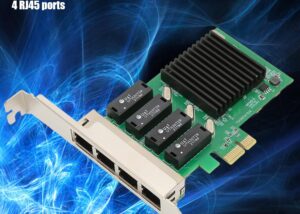 4 Port 1Gb PCIe Network Card, 4 Port 1 Gigabit Ethernet Interface Adapter, with Realtek RTL8111H, Support NAS/PC, 1G NIC Compliant Windows/Linux/MAC OS