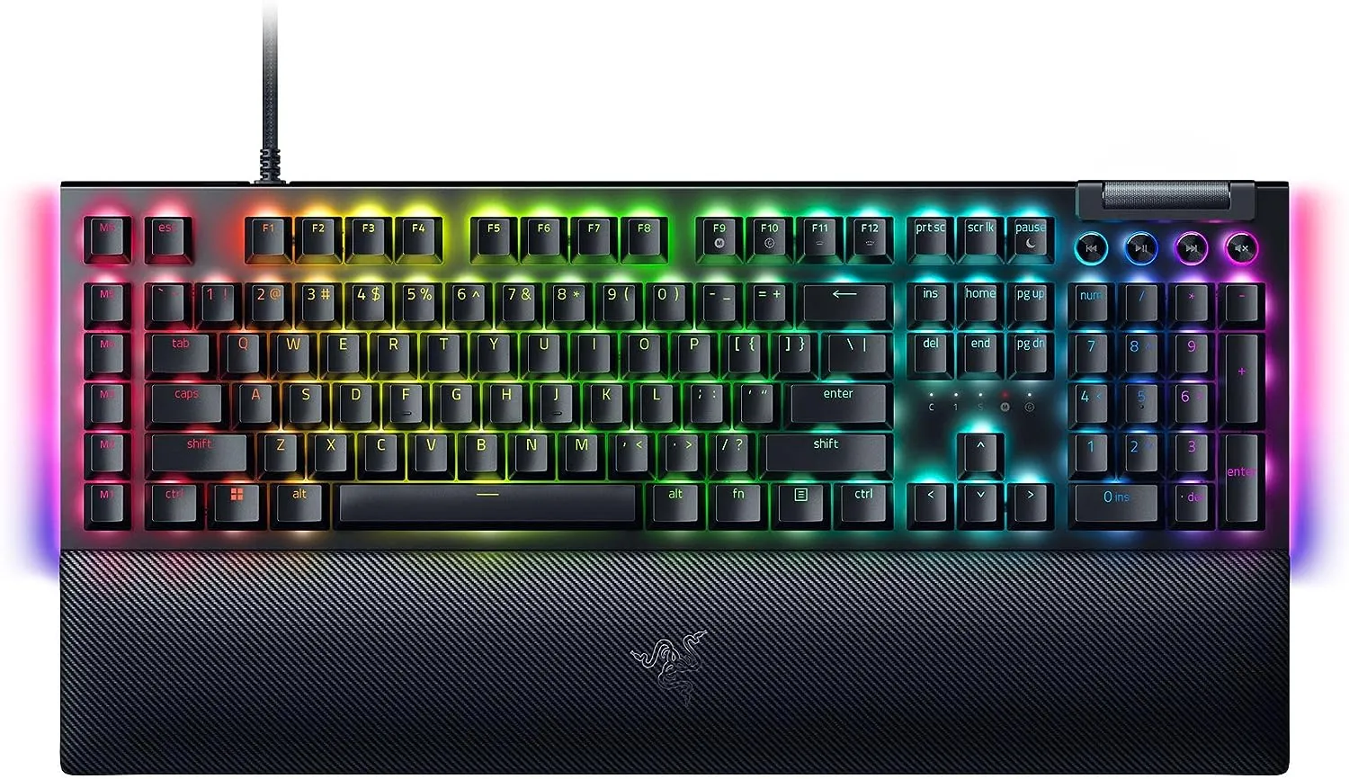 Razer BlackWidow V4 Mechanical Gaming Keyboard: Green Switches Tactile & Clicky - Chroma RGB - 6 Dedicated Macro Keys - Magnetic Wrist Rest - Doubleshot ABS Keycaps - Multi-Function Roller &Media Keys