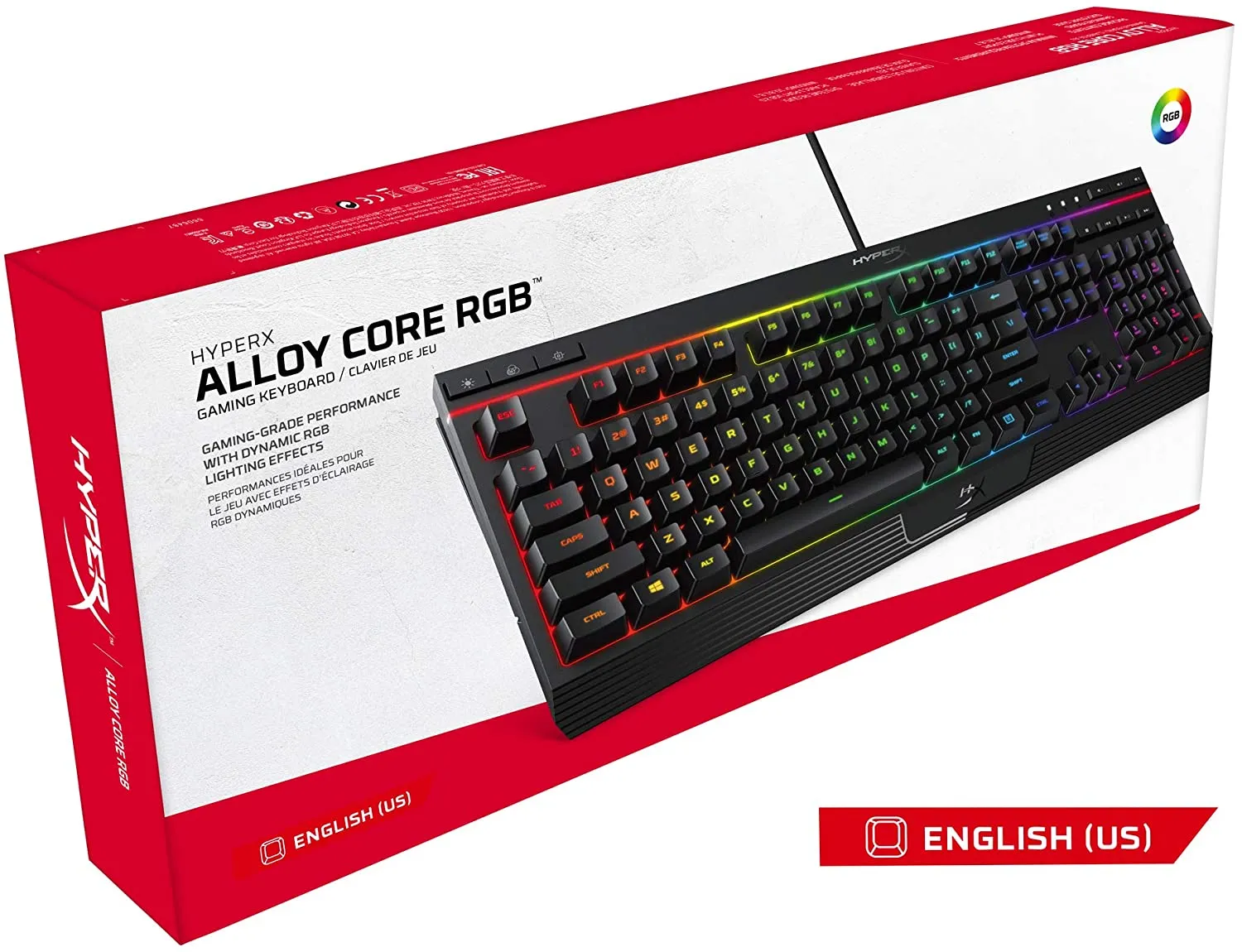 HyperX Alloy Core RGB – Membrane Gaming Keyboard – Comfortable Quiet Silent Keys with RGB LED Lighting Effects, Spill Resistant - Image 1