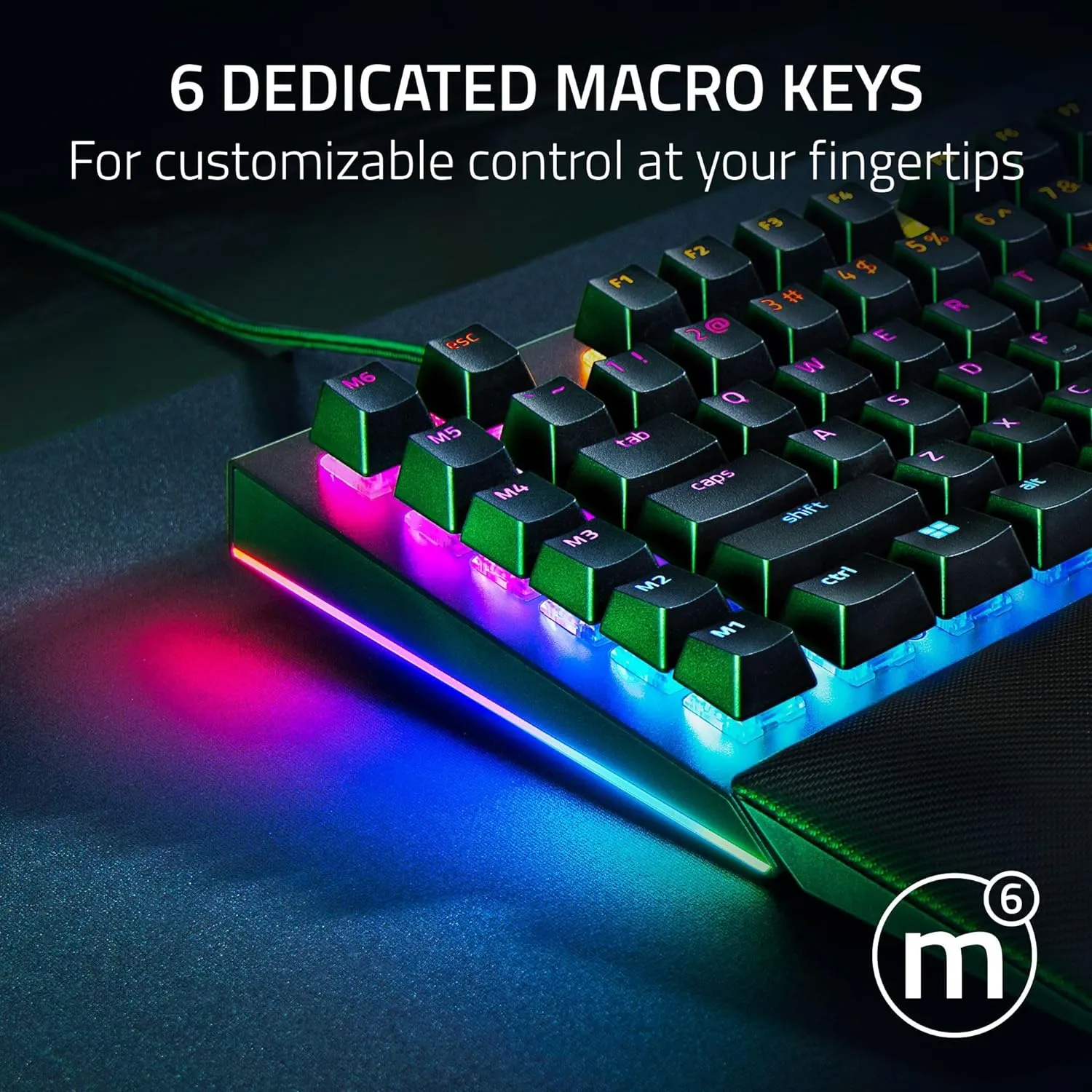 Razer BlackWidow V4 Mechanical Gaming Keyboard: Green Switches Tactile & Clicky - Chroma RGB - 6 Dedicated Macro Keys - Magnetic Wrist Rest - Doubleshot ABS Keycaps - Multi-Function Roller &Media Keys