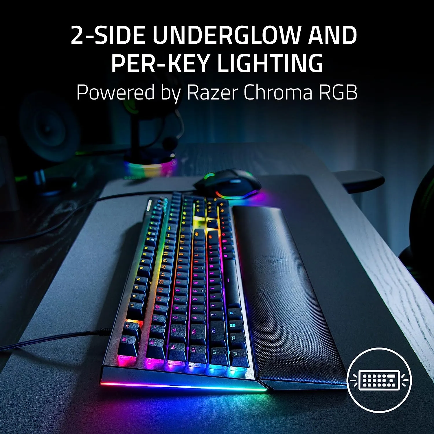 Razer BlackWidow V4 Mechanical Gaming Keyboard: Green Switches Tactile & Clicky - Chroma RGB - 6 Dedicated Macro Keys - Magnetic Wrist Rest - Doubleshot ABS Keycaps - Multi-Function Roller &Media Keys - Image 6