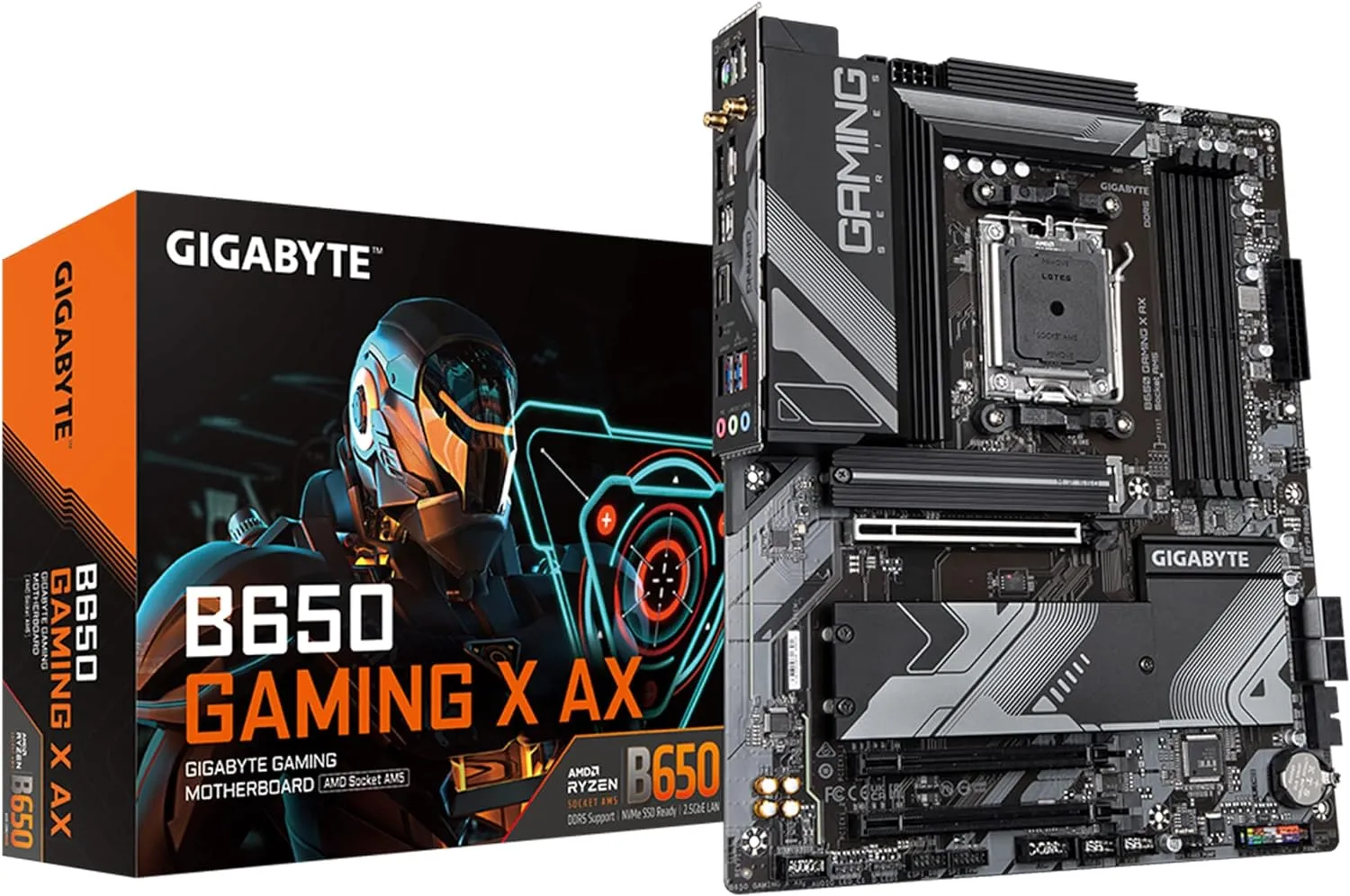 GIGABYTE B650 GAMING X AX AM5 LGA 1718 AMD B650 ATX Motherboard , DDR5, PCIe 4.0 M.2, PCIe 4.0, USB 3.2 Gen2x2 Type-C, AMD Wi-Fi 6E, Realtek 2.5GbE LAN