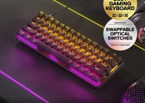 SteelSeries Apex 9 Mini – HotSwap Optical Gaming Mini Wired Keyboard – 60% Compact Design – Optical Switches – RGB Customization – Aluminum Alloy Frame – Double Shot PBT Keycap  Gaming Wired Keyboard 60% RGB Aluminum