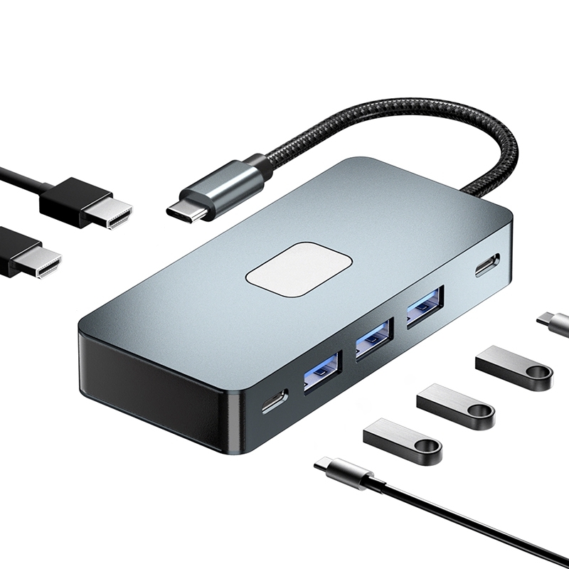 Type-C HDMI 4K 30Hz USB3.0 HUB 7 IN 1 ;  Type-C to ( HDMI 4K 30Hz + USB3.0 + PD100W fast charge )  Docking Station HUB ; BYL-2312