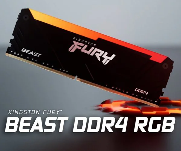 Kingston Fury Beast RGB RAM 8GB 3600MT/s DDR4 CL17 DIMM Computer Memory KF436C17BB2A/8