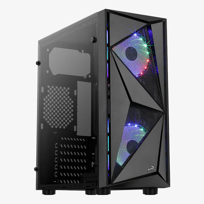 Glider-Cosmo-G-Infographic700x700px-01.jpg ATX Mid Tower GAMING PC Case - Aerocool Glider Tempered Glass ,Mesh Front Panel Design, Up to 360mm Radiator Support & 4 Max Cooling Fans, USB3.0 x 1 | USB