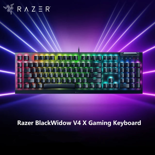 Razer BlackWidow V4 X - Mechanical Gaming Keyboard: Green Switches Tactile & Clicky - 6 Dedicated Macro Keys - Chroma RGB - Doubleshot ABS Keycaps - Media Controls - Sound Dampening & Stabilizers