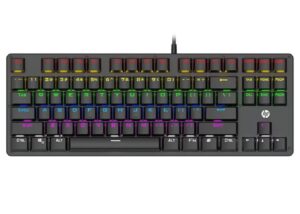 HP GK200 Mechanical Wired Gaming Keyboard with Metal Panel, RGB Backlit, Anti Ghosting, Compact with Blue Switch