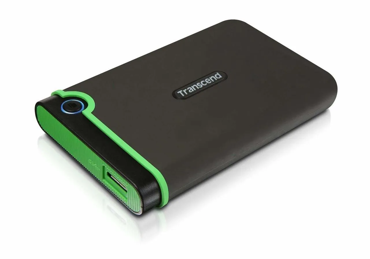 Transcend 1TB USB3.0 External Hard Drive Transcend 1 TB StoreJet M3 Military Drop Tested USB 3.0 External Hard Drive with Anti-Shock Rubber Outer Case