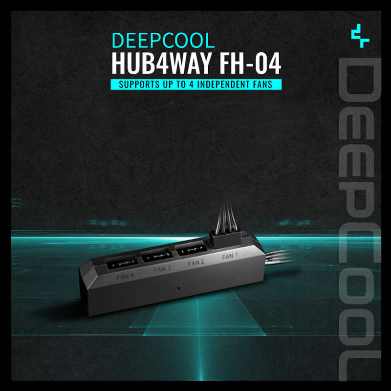 DeepCool Fan Hub Control 4PWM 3Pin/4Pin DEEPCOOL FH-04 PWM Fan Hub, Supports up to 4 Fans (3-pin or 4-pin), Occupying only One 4-pin Motherboard Header (System Fan or CPU Fan) DP-F04PWM-HUB