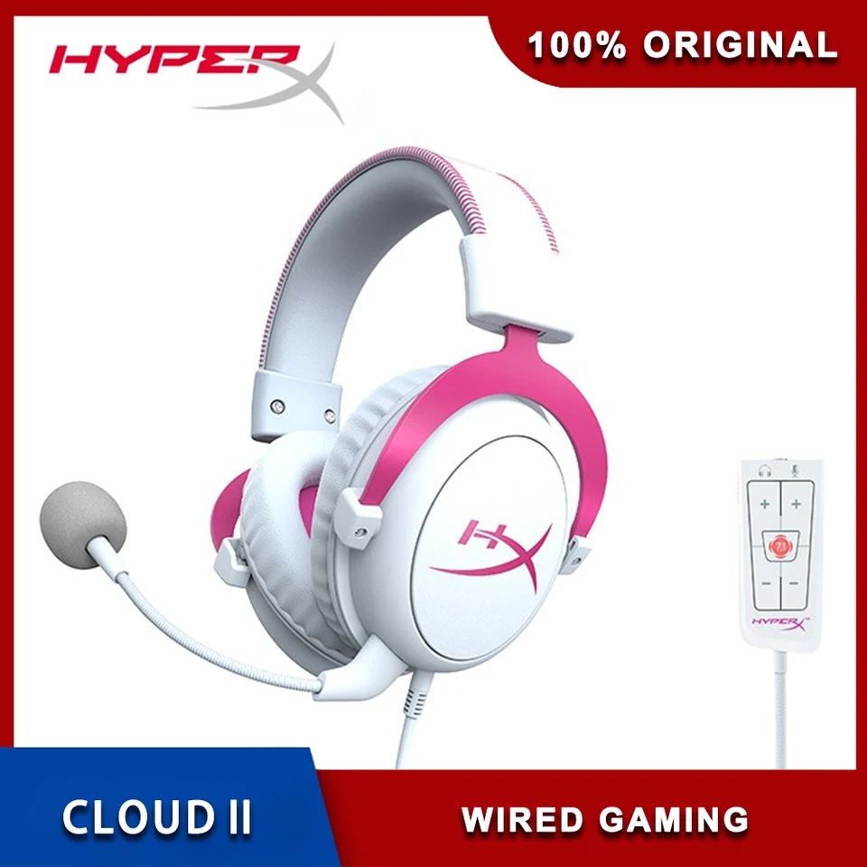 HyperX Cloud II, Gaming Headset (White-Pink) 