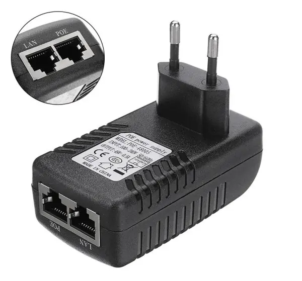 DC 48V 0.5A Wall EU Plug POE Injector RJ45 Cat5 Ethernet Adapter Supports IP Phone Camera Switch Power Supply