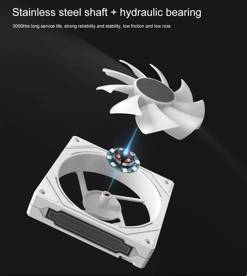Strong Airflow, taking into account air ducts and light effects Multiple effect | Ability to sync | Cable Management Infinity Mirror Design | RGB lamp beads PWM Intelligent Temperature Control 4X2 silicone shock pads, effectively reducing the noise caused by resonance when installed on the chassis Pack of 1