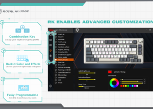 RK ROYAL KLUDGE H81 RGB Wireless Gaming Mechanical Keyboard BLUE Switch, Triple Mode Connectivity 2.4Ghz/BT5.1/USB-C ;  Control Knob , Gasket Mounted ; 75% Layout Hot Swappable 81 Keys - WHITE NIGHT RGB Wireless Mechanical Keyboard BLUE Switch