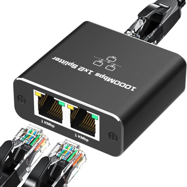 Ethernet Splitter 1000Mbs , Female to Female Network Adapter RJ45, LAN Ethernet Socket Connector Adapter for Cat6/Cat7, Ethernet Cable Splitter, Network Cable Split in one and Two, gigabit Transmission Network Adapter RJ45 LAN Ethernet Splitter