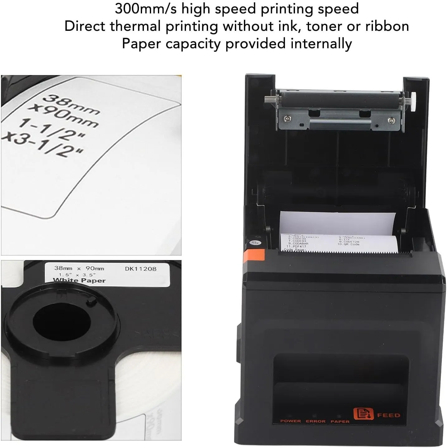 80mm Receipt Thermal Printer with Auto Cutter USB Port Bluetooth Ethernet Connectivity -  220mm/s speed - ABS Portable Receipt Thermal Printer Supports Windows , IOS , Linux and Android Receipt Thermal Printer USB Bluetooth Ethernet