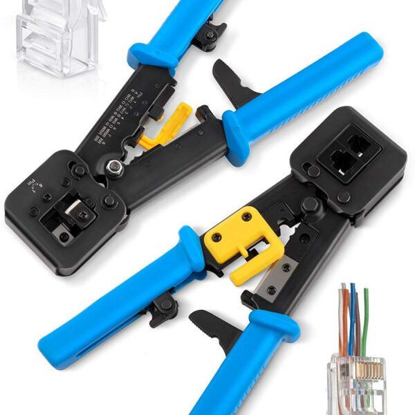RJ45 Crimping Tool for Pass Through Connector RJ11 & RJ45 Plugs Networking Cat6 RJ45 Crimping Tool Pass Through Connector
