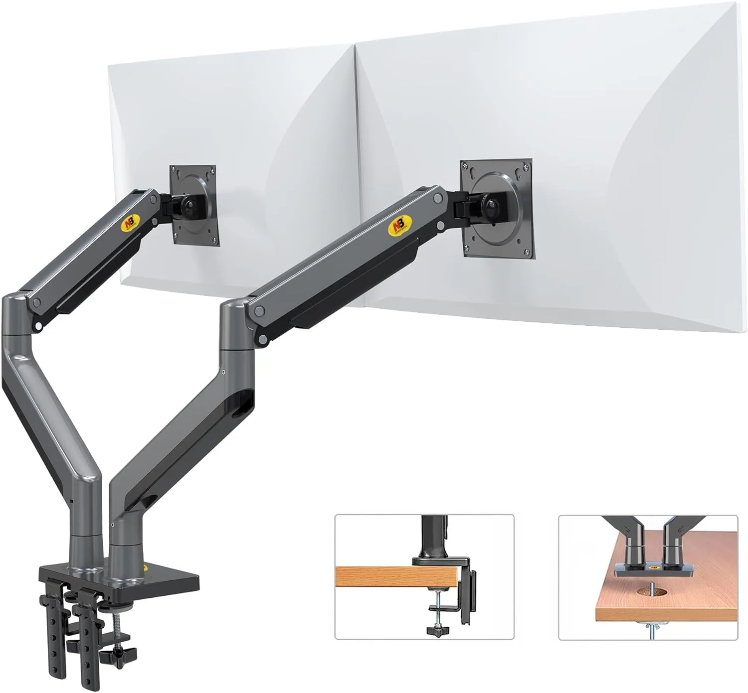 ual Monitor, 22''-32'', Arm Ultra Wide Full Motion Swivel Mount with Gas Spring, Load Capacity from 2 to 15 Kg Each Height Adjustable Stand G35 Dual Monitor Arm Stand 22'' 32''