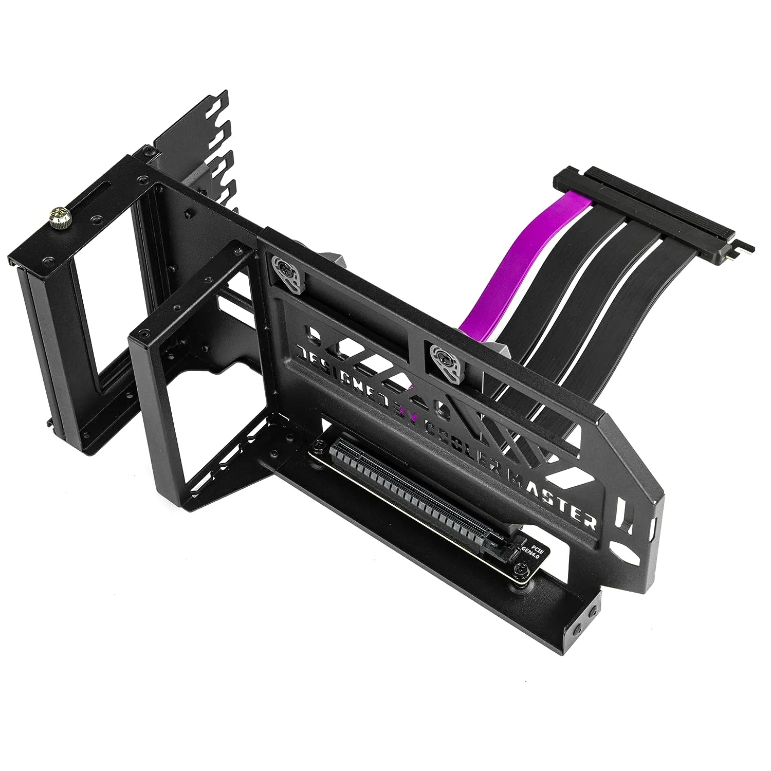 Vertical GPU Card Holder Premium Riser Cooler Master Master Accessory Vertical GPU Card Holder Kit V3 Black, Premium Riser Cable PCI-E 4.0 x16-165mm, PCIe 3.0 Compatible, Adjustable Length for E-ATX | ATX | Micro ATX Case (MCA-U000R-KFVK03) Cooler Master Master Accessory Vertical Graphics Card Holder Kit V3 with Premium Riser Cable PCI-E 4.0 x16 - 165mm, Compatibility PCIe 4.0 and Older for E-ATX, ATX, Micro ATX Chassis