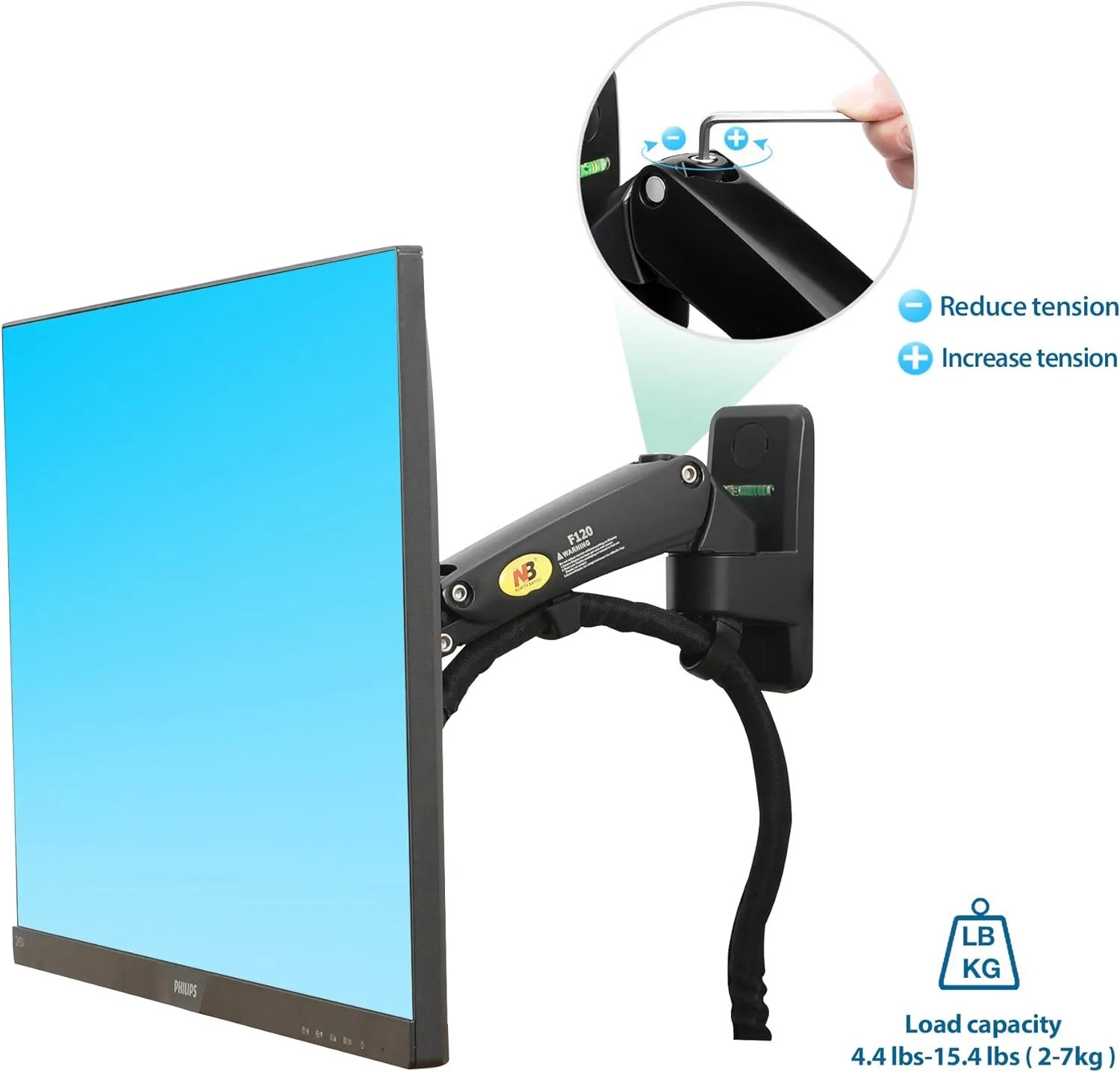 Wall Mount Bracket Arm for LED LCD TV Screen Monitor  - Full Motion Articulating Swivel for 17" ~ 27" Inch Monitors with Adjustable Gas Spring  Wall Mount Bracket Arm Monitor Screen