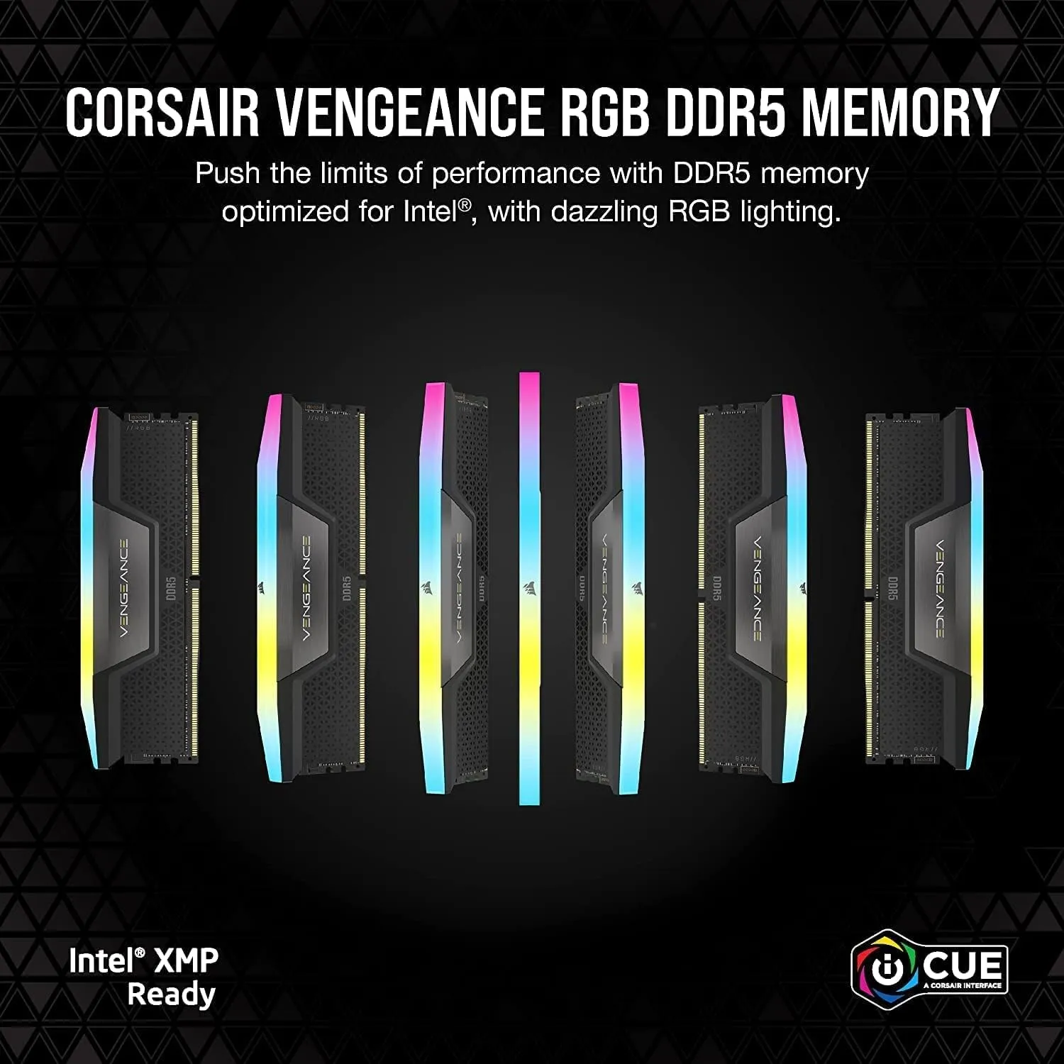 RGB DDR5 RAM 32GB 6000MHz CL36 CORSAIR VENGEANCE RGB DDR5 RAM 32GB (2x16GB) 6000MHz CL36 Intel XMP iCUE Compatible Computer Memory - Black (CMH32GX5M2E6000C36)