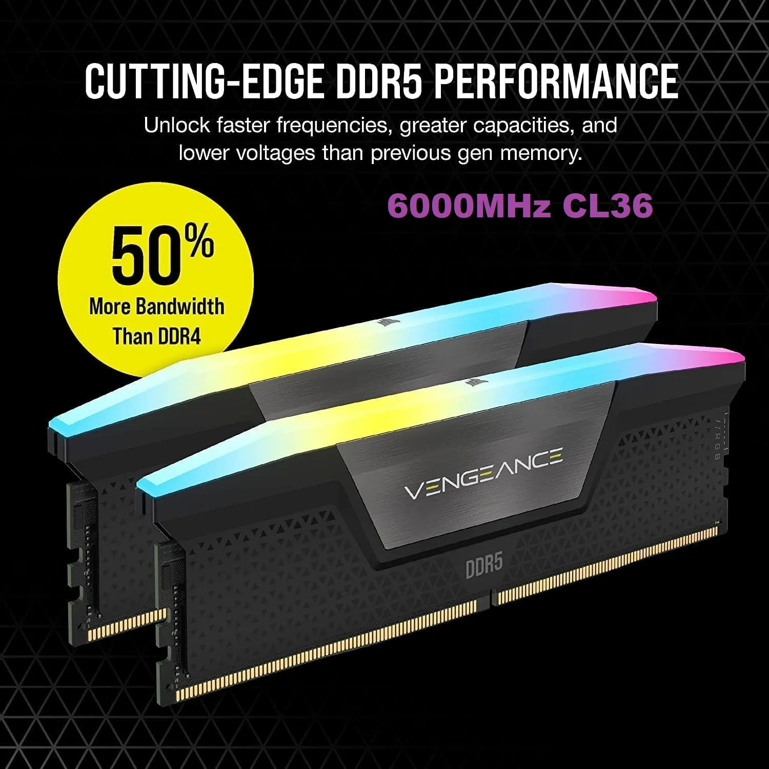 71+G9r7EwTL._AC_SL1500_ RGB DDR5 RAM 32GB 6000MHz CL36 CORSAIR VENGEANCE RGB DDR5 RAM 32GB (2x16GB) 6000MHz CL36 Intel XMP iCUE Compatible Computer Memory - Black (CMH32GX5M2E6000C36)