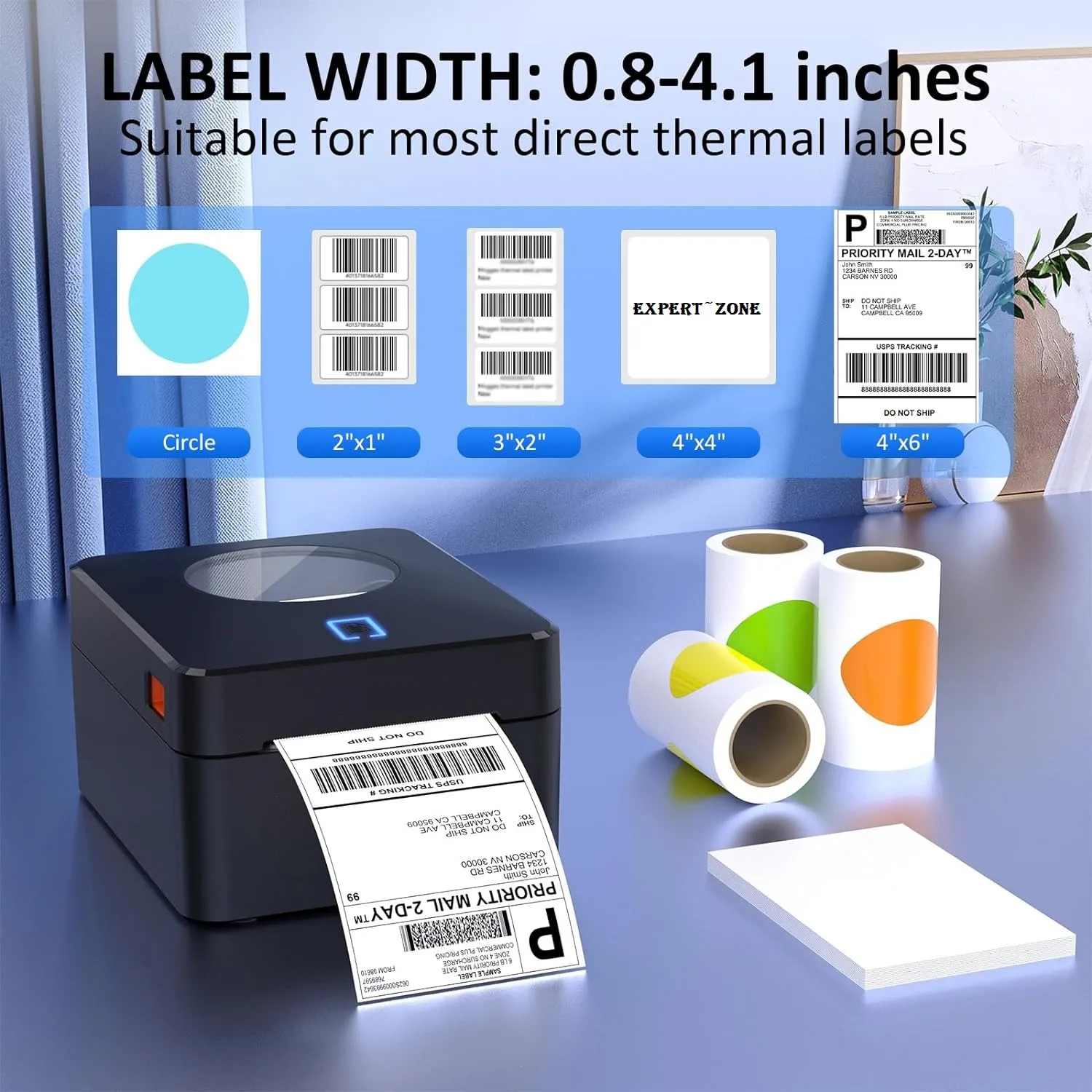 Thermal Label Printer - USB & LAN 110MM Connectivity - 4x6 Label Printer for Small Business Shipping Packages - Support Windows, Mac Thermal Label Printer