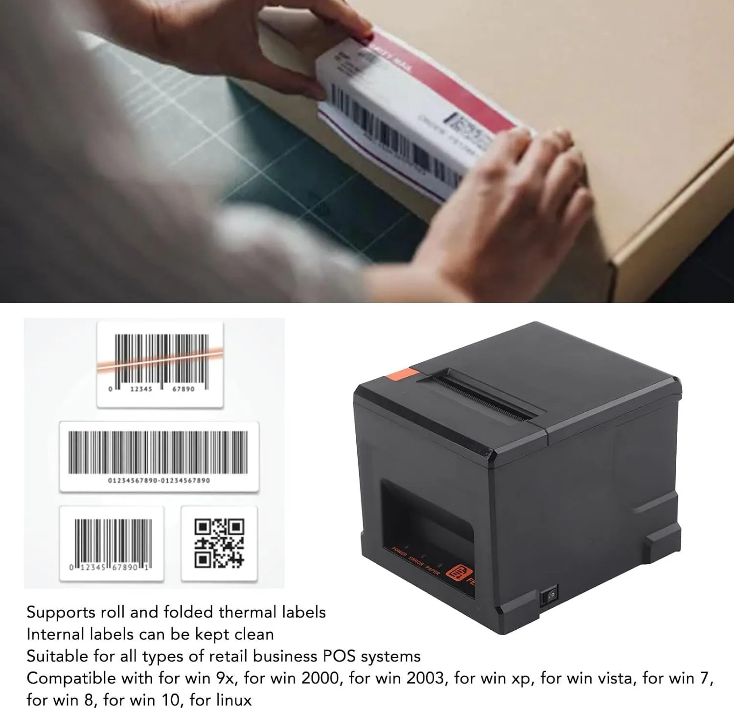 80mm Receipt Thermal Printer with Auto Cutter USB Port Bluetooth Ethernet Connectivity -  220mm/s speed - ABS Portable Receipt Thermal Printer Supports Windows , IOS , Linux and Android Receipt Thermal Printer USB Bluetooth Ethernet
