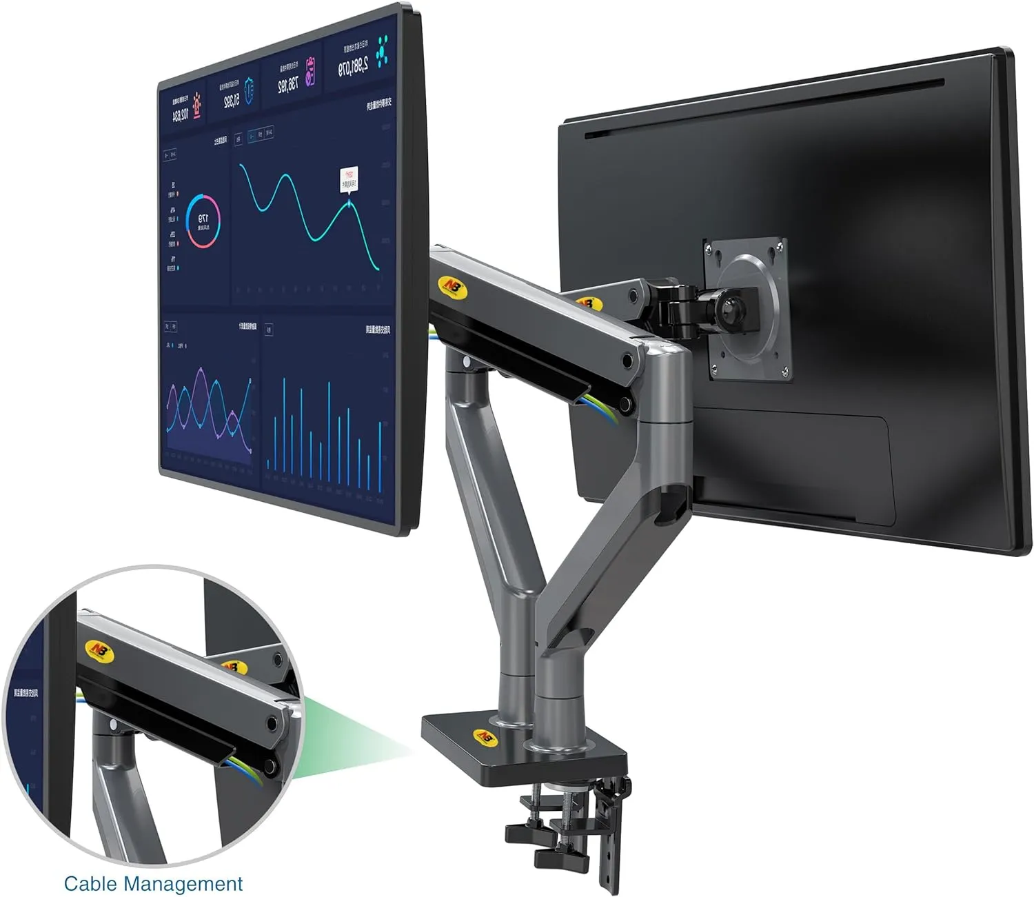 ual Monitor, 22''-32'', Arm Ultra Wide Full Motion Swivel Mount with Gas Spring, Load Capacity from 2 to 15 Kg Each Height Adjustable Stand G35 Dual Monitor Arm Stand 22'' 32''